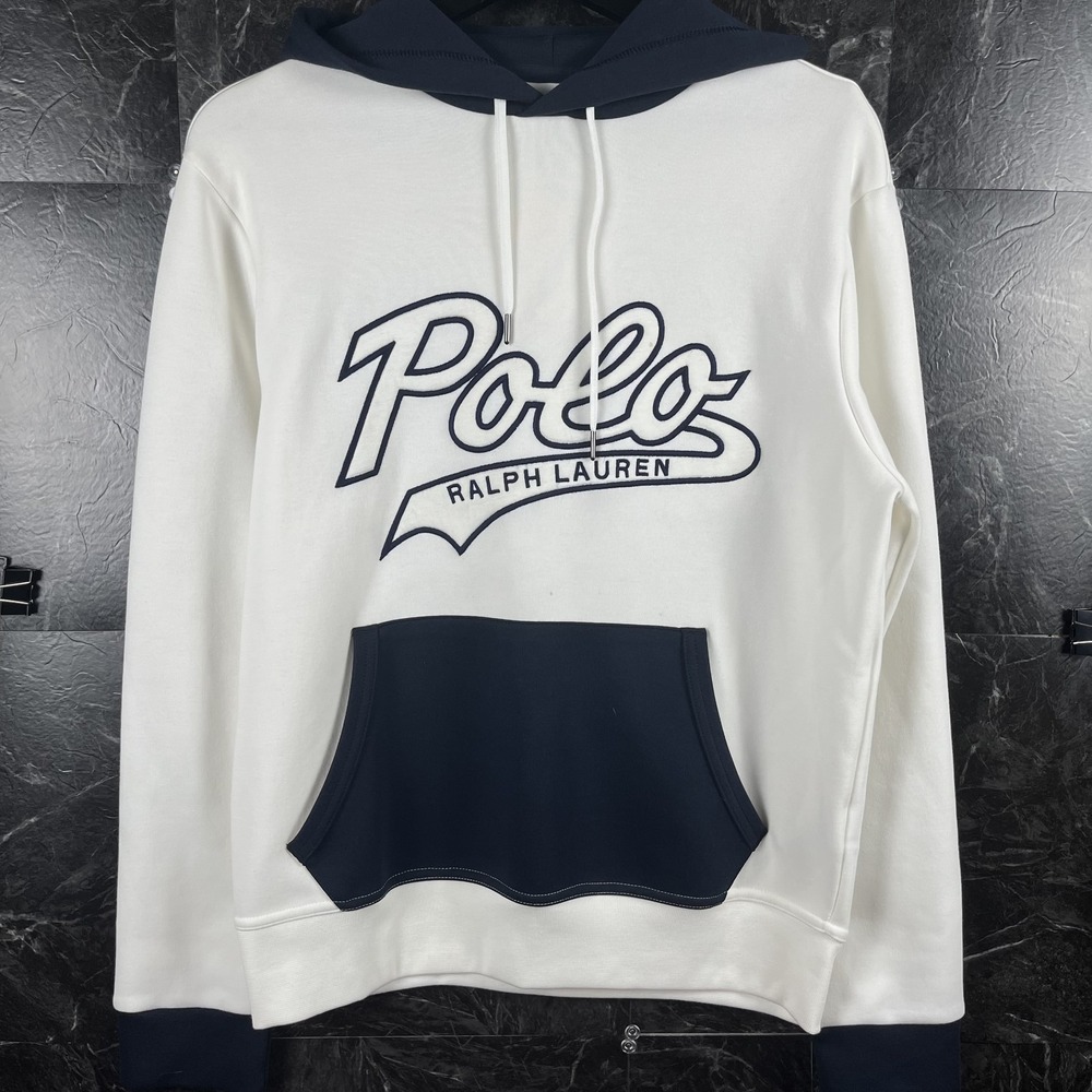 Polo Ralph Lauren Men's White Jacquard Logo Hoodie Small -Flaws